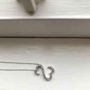 Open hearts  diamond/sterling silver necklace